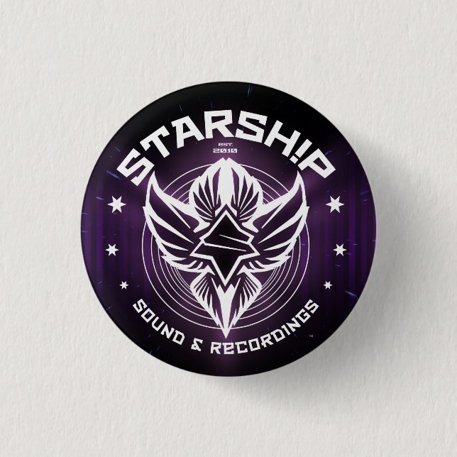 Badge Rond 2,50 Cm Bruit de STARSHIP et bouton d'enregistrements (Devant)
