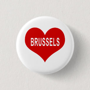 Badge Rond 2,50 Cm BRUXELLES Coeur d'amour rouge