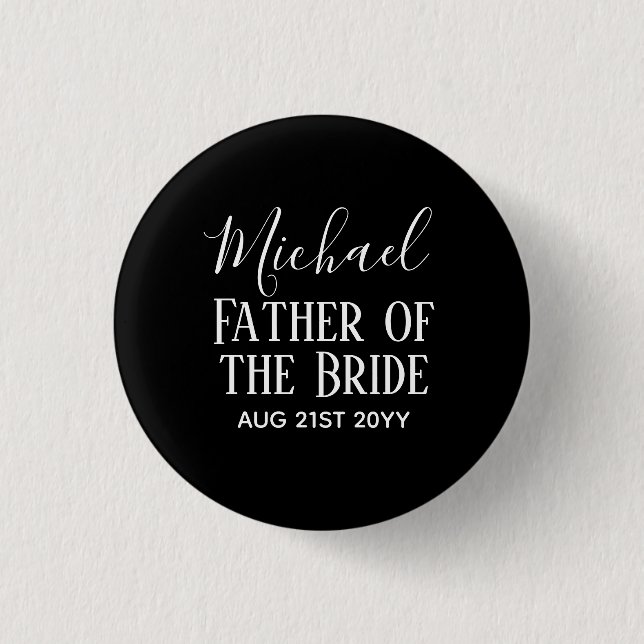Badge Rond 2,50 Cm BUDGET Bestman Groomsmen Cadeaux Noir Blanc (Devant)