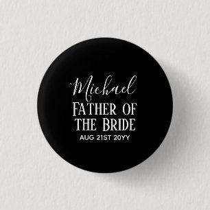 Badge Rond 2,50 Cm BUDGET Bestman Groomsmen Cadeaux Noir Blanc