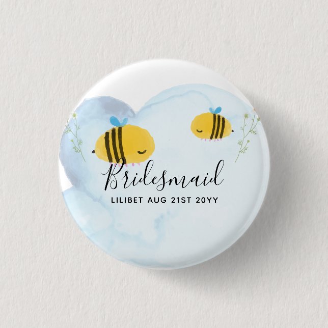 Badge Rond 2,50 Cm BUDGET Bridesmaid Fête de la mariée Dons Bumble BE (Devant)