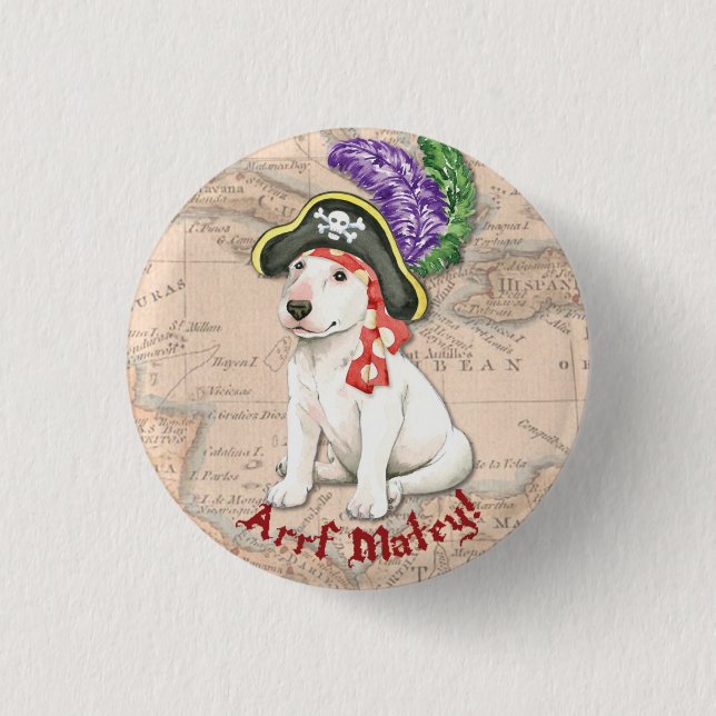 Badge Rond 2,50 Cm Bull Terrier Pirate (Devant)