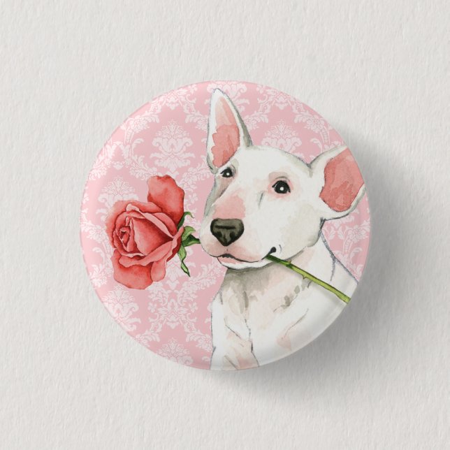 Badge Rond 2,50 Cm Bull-terrier rose de Valentine (Devant)