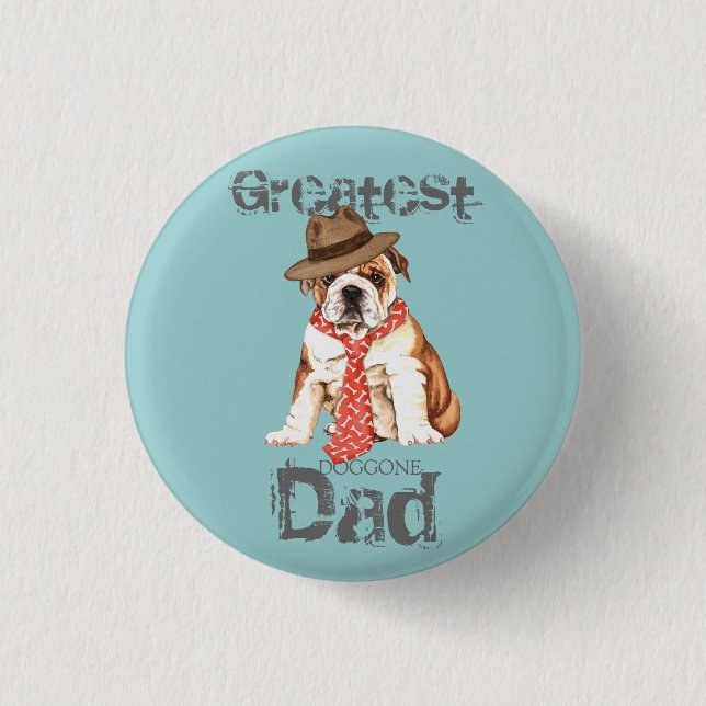 Badge Rond 2,50 Cm Bulldog Papa (Devant)