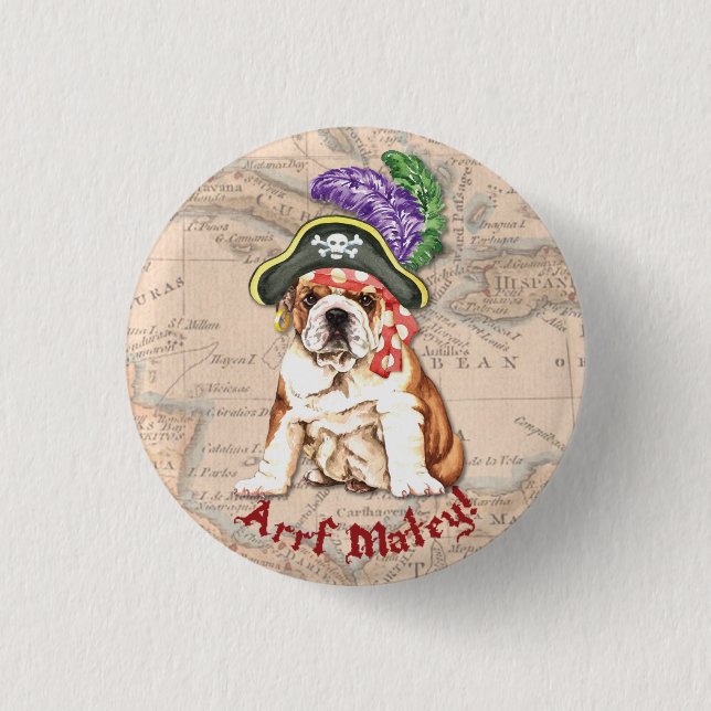 Badge Rond 2,50 Cm Bulldog Pirate (Devant)