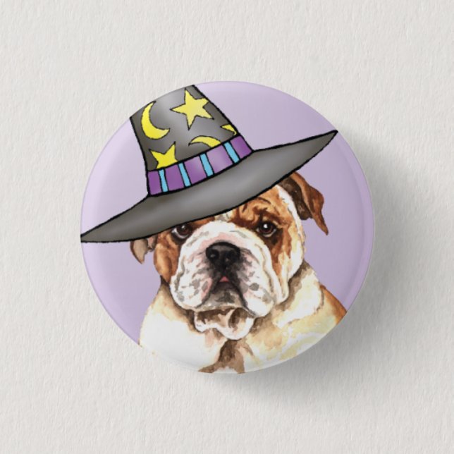 Badge Rond 2,50 Cm Bulldog Witch (Devant)
