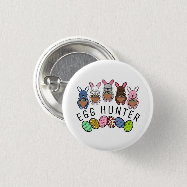 Badge Rond 2,50 Cm Bunnies de Pâques, Chasseur d'Oeufs (Devant & derrière)