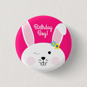 Badge Rond 2,50 Cm Bunny Anniversaire mignonne Fête du lapin de l'enf