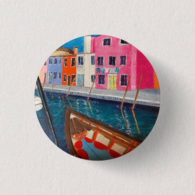 Badge Rond 2,50 Cm Burano Venice Italie 3 Cm Insigne Rond (Devant)