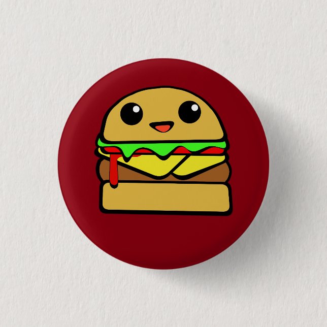Badge Rond 2,50 Cm Burger au fromage Kawaii (Devant)
