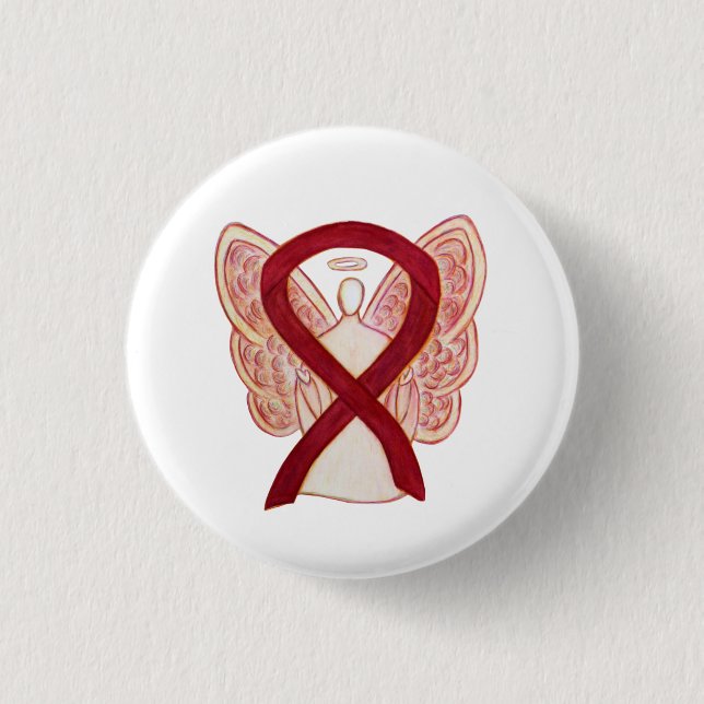 Badge Rond 2,50 Cm Burgundy Awareness Ribbon Angel Pendant Buttons (Devant)