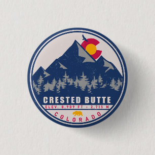Badge Rond 2,50 Cm Butte de Crête Colorado Retro Sunset Souvenirs