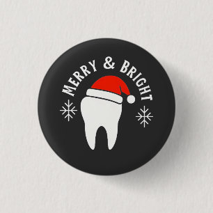 Badge Rond 2,50 Cm Cabinet Dentaire Joyeux et Lumineux Noël