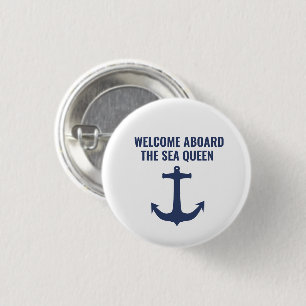 Badge Rond 2,50 Cm Cadeau bateau à voile Bienvenue à bord Ancre nauti