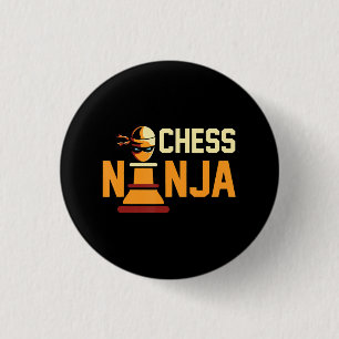 Badge Rond 2,50 Cm Cadeau Cool aux échecs Ninja aux amateurs d'éche