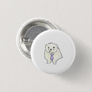 Badge Rond 2,50 Cm Cadeau de chiot mignon et duveteux portant un nœud