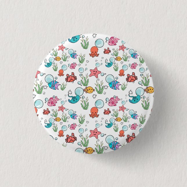 Badge Rond 2,50 Cm Cadeau de créature marine, créature marine  (Devant)
