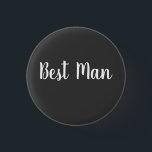 Badge Rond 2,50 Cm Cadeau de fête de mariage du garçon d'honneur noir<br><div class="desc">Cadeau de fête de mariage du garçon d'honneur en noir bouton.</div>