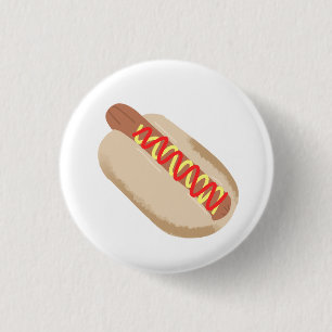 Badge Rond 2,50 Cm Cadeau de gourmand de hot-dog aquarelle
