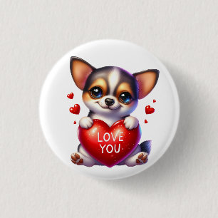 Badge Rond 2,50 Cm Cadeau de la Saint-Valentin - Chihuahua Trésors Mi