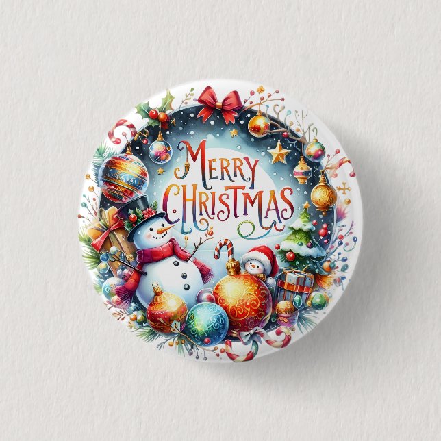 Badge Rond 2,50 Cm Cadeau de Noël Joyeux Noël (Devant)