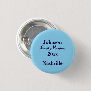 Badge Rond 2,50 Cm Cadeau de réunion de famille Bleu clair Nom Année