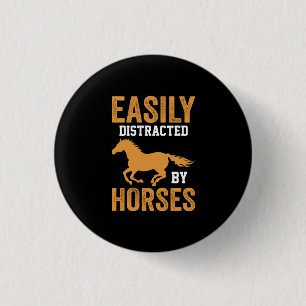 Badge Rond 2,50 Cm Cadeau équestre Facilement Distrait Par Equestre