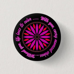 BADGE ROND 2,50 CM CADEAU FLEUR MODERNE COLORÉ POUR FILLE SŒUR MAMAN