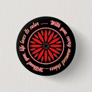 BADGE ROND 2,50 CM CADEAU FLEUR MODERNE COLORÉ POUR FILLE SOEUR MAMAN