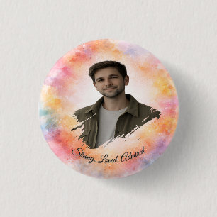 Badge Rond 2,50 Cm Cadeau personnalisé de la Saint-Valentin aquarelle