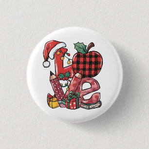 Badge Rond 2,50 Cm Cadeau pour Enseignant Joyeux Noël Amour