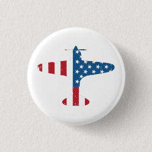 Badge Rond 2,50 Cm Cadeau pour pilote vétéran d'avion avec drapeau am