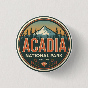 Badge Rond 2,50 Cm Cadeaux de plein air vintage du parc national d'Ac