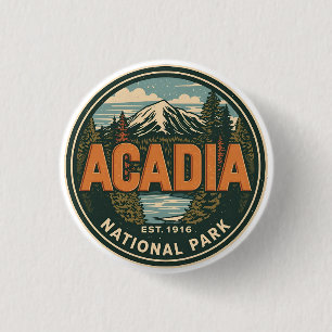 Badge Rond 2,50 Cm Cadeaux de plein air vintage du parc national d'Ac