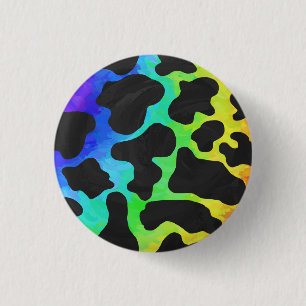 Badge Rond 2,50 Cm Cadeaux noir et arc-en-ciel de vache