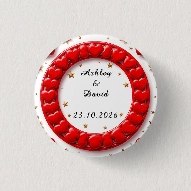 Badge Rond 2,50 Cm Cadre de cœurs rouges (Devant)