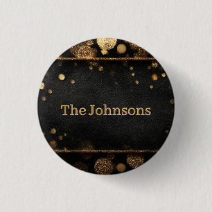 Badge Rond 2,50 Cm Cadre de réservation de Parties scintillant Gold d
