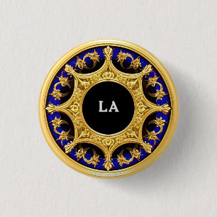 Badge Rond 2,50 Cm Cadre doré avec détails ornés