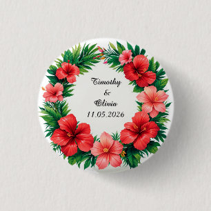 Badge Rond 2,50 Cm Cadre floral d'hibiscus coloré