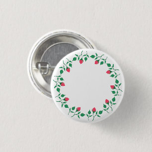 Badge Rond 2,50 Cm Cadre rond fleuri avec fleurs roses