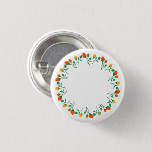 Badge Rond 2,50 Cm Cadre rond floral avec fleurs de rose jaune et rou