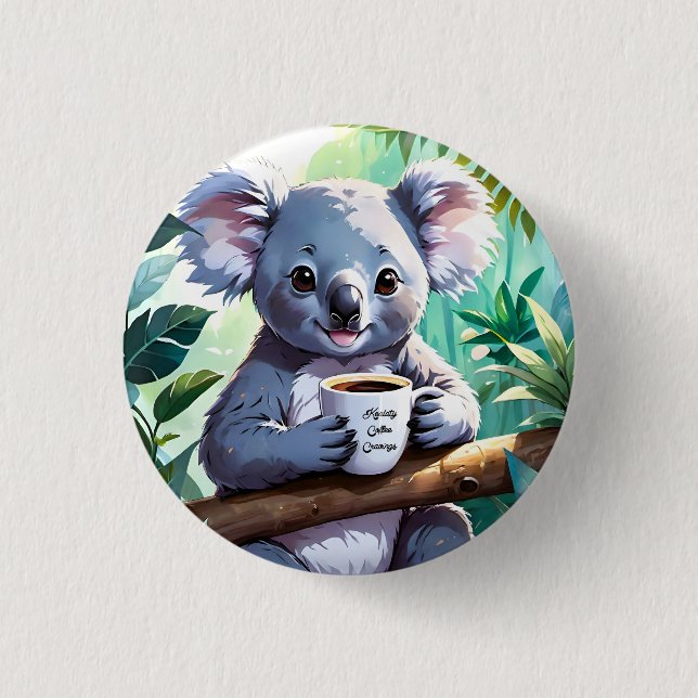 Badge Rond 2,50 Cm Café Cosy Jungle Koala (Devant)