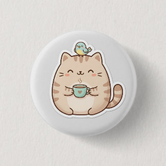 Badge Rond 2,50 Cm Café du Chat Mignon et Joufflu