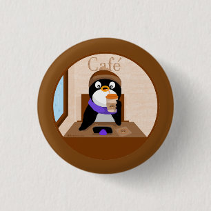 Badge Rond 2,50 Cm Café Penguin