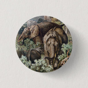 Badge Rond 2,50 Cm Cahier Vintage 1900 Éléphants d'Afrique Livre