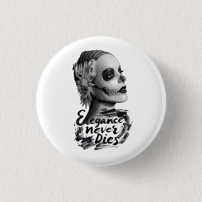 Badge Rond 2,50 Cm Calavera monochrome (Devant)