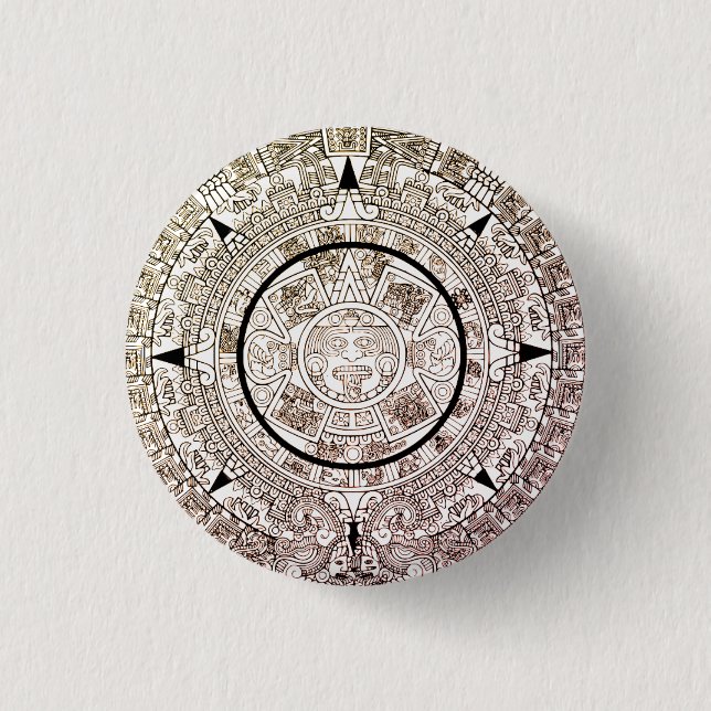Badge Rond 2,50 Cm Calendrier du disque solaire Aztec (Devant)