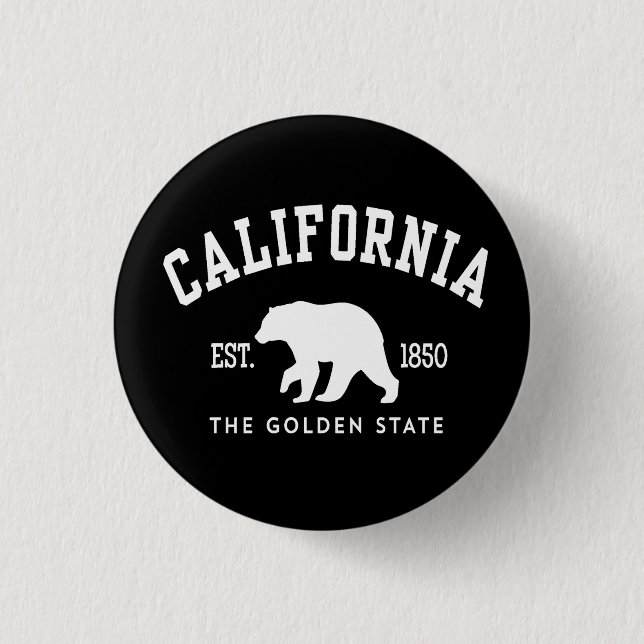 Badge Rond 2,50 Cm California CA Bear (Devant)