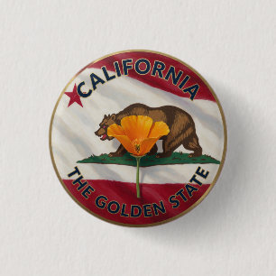 Badge Rond 2,50 Cm Californie Golden State ✦ Fierté de la Côte Ouest