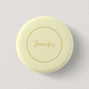 Badge Rond 2,50 Cm Calligraphie couleur or et crème moderne Plain uni